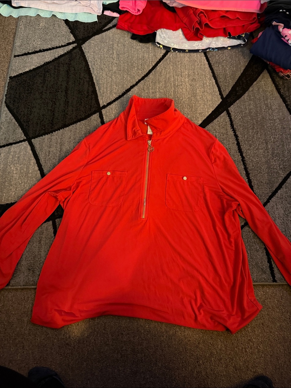 Womens Red Half-Zip blouse